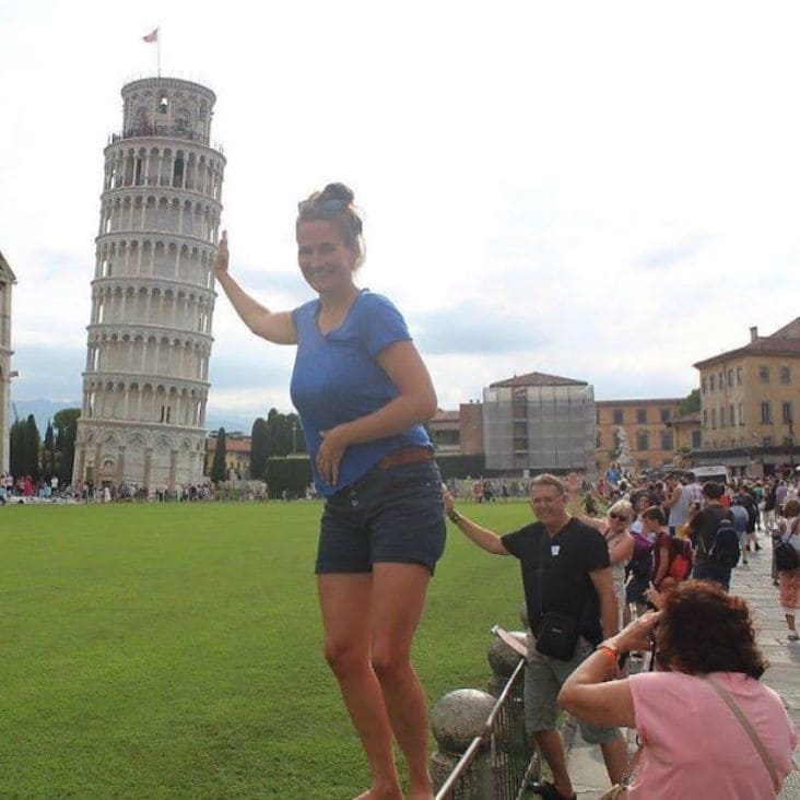 looks like man is touching woman's butt photobomb